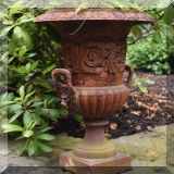 L16. Pair of iron urns. 24”h 